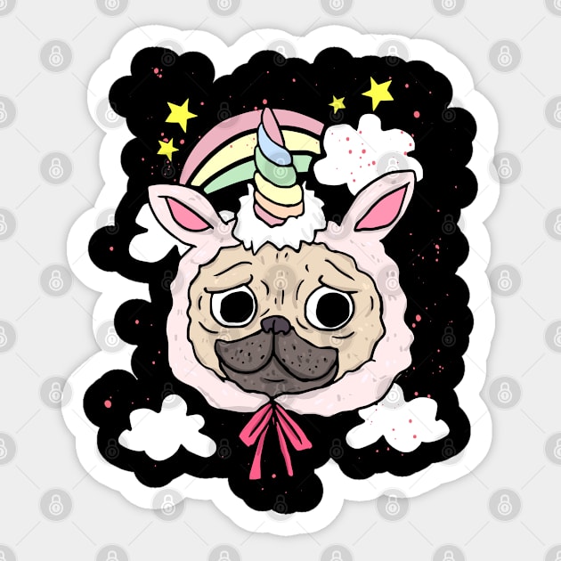 pug unicorn dog Sticker by ShirtsShirtsndmoreShirts